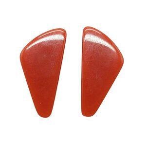 Vintage Red Orange Lucite Geometric Clip On Earrings Mid-Century Modern